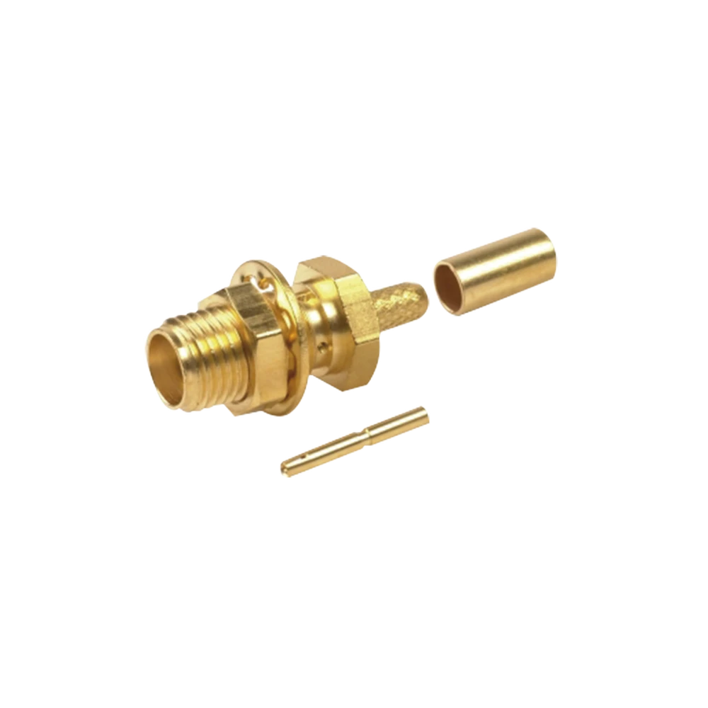 CONECTOR SMA HEMBRA PARA CHASIS EN D PLANO, ANILLO PLEGABLE PARA CABLE RG-174/U, ORO/ ORO/ TEFLÓN.-Conectores-RF INDUSTRIES,LTD-Bsai Seguridad & Controles