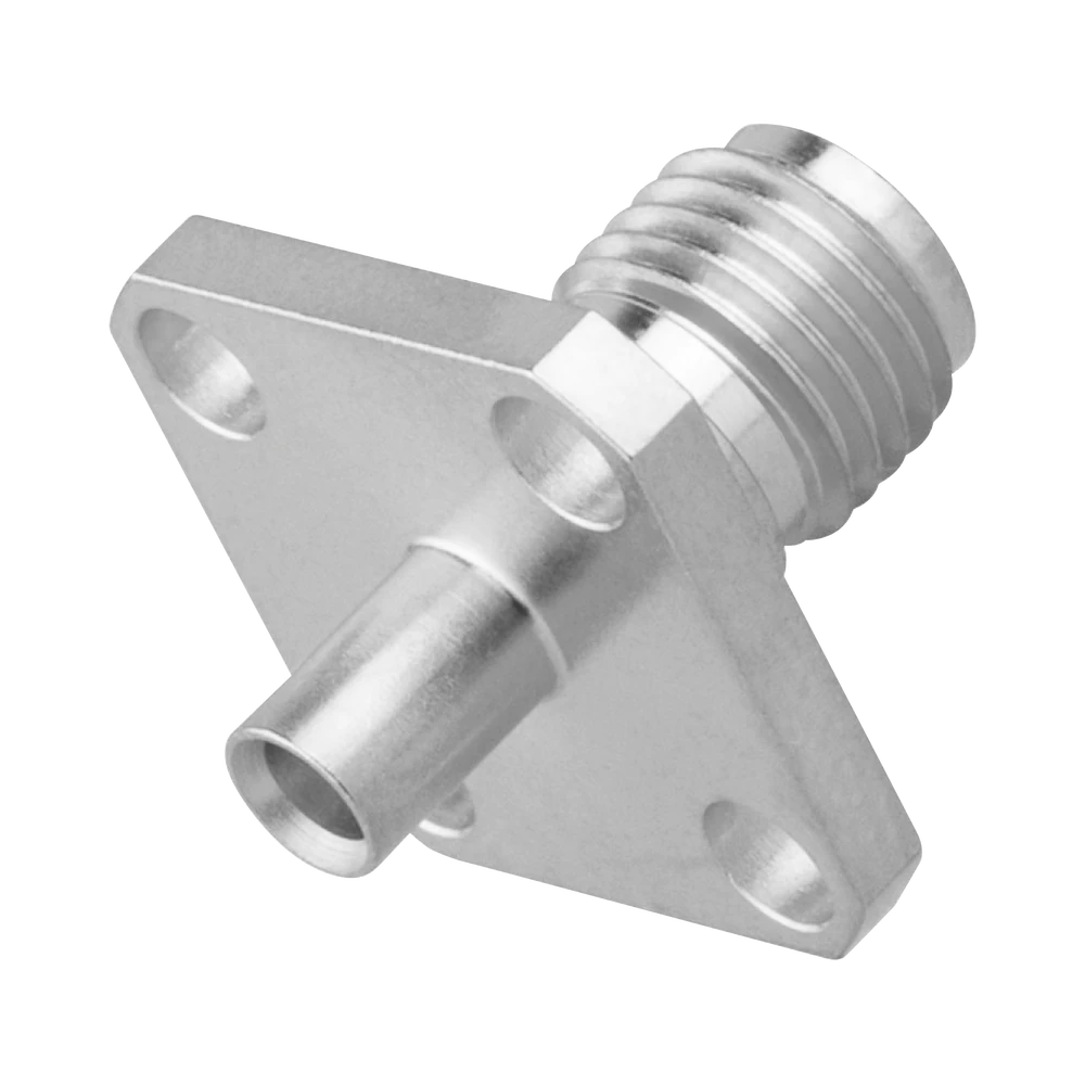 CONECTOR SMA HEMBRA, 4 HOYOS EN PANEL DE 13 MM, SOLDABLE EN CABLE SEMI-RÍGIDO DE 0.047 DIÁMETRO, GRUPO SR0, SS-ORO/ ORO/ TEFLÓN.-Conectores-RF INDUSTRIES,LTD-Bsai Seguridad & Controles