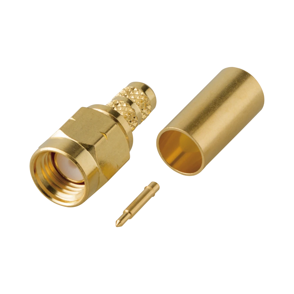 CONECTOR SMA MACHO DE ROSCA IZQUIERDA, ANILLO PLEGABLE PARA CABLE RG-58/U, ORO/ ORO/ TEFLÓN.-Conectores-RF INDUSTRIES,LTD-Bsai Seguridad & Controles