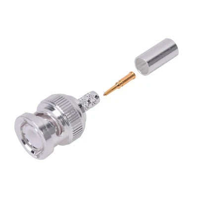 CONECTOR BNC MACHO DE ANILLO PLEGABLE PARA CABLE LMR-195, RG-58/U, RG-142/U, PLATA/ORO/TEFLÓN.-Conectores-RF INDUSTRIES,LTD-Bsai Seguridad & Controles