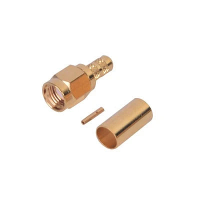 CONECTOR SMA MACHO INVERSO DE ANILLO PLEGABLE PARA CABLE RG-142/U, ORO/ORO/TEFLON.-Conectores-RF INDUSTRIES,LTD-RP-3000-1C1-Bsai Seguridad & Controles