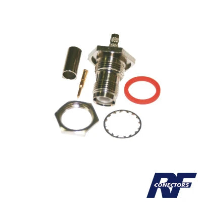 CONECTOR TNC HEMBRA INVERSO DE MONTAJE TRASERO EN PANEL, D-PLANO, HERMÉTICO DE ANILLO PLEGABLE PARA RG-316/U, NÍQUEL/ ORO/ TEFLÓN.-Conectores-RF INDUSTRIES,LTD-Bsai Seguridad & Controles