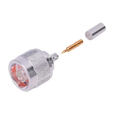 CONECTOR COAXIAL N MACHO DE ANILLO PLEGABLE PARA CABLE RG-142/U, PLATA/ ORO/ TEFLÓN.-Conectores-RF INDUSTRIES,LTD-Bsai Seguridad & Controles