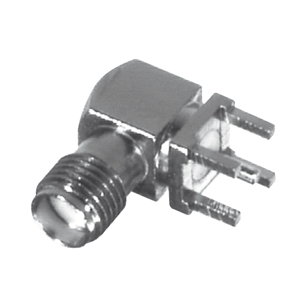 CONECTOR SMA HEMBRA EN ÁNGULO RECTO CON TERMINAL Y 4 PATAS PARA MONTAJE PCB, NÍQUEL/ ORO/ TEFLÓN.?-Conectores-RF INDUSTRIES,LTD-Bsai Seguridad & Controles