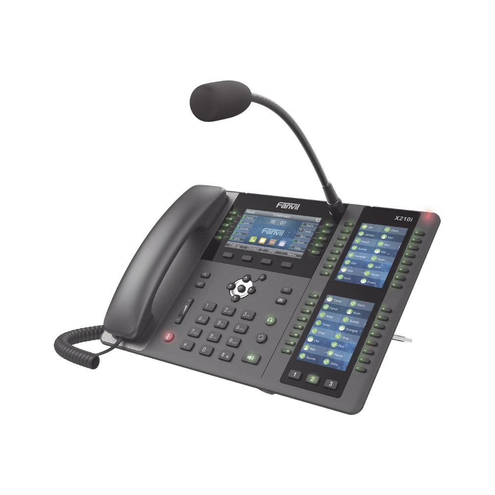 TELÉFONO EMPRESARIAL IP HASTA 20 LINEAS SIP, PANTALLA A COLOR 4.3 PULGADAS, MICRÓFONO EXTERIOR, 106 BOTONES DSS, BLUETOOTH INTEGRADO, WI-FI (POR MEDIO USB DONGLE), PUERTOS GIGABIT, SOPORTA VIDEO, POE-VoIP y Telefonía IP-FANVIL-Bsai Seguridad & Controles