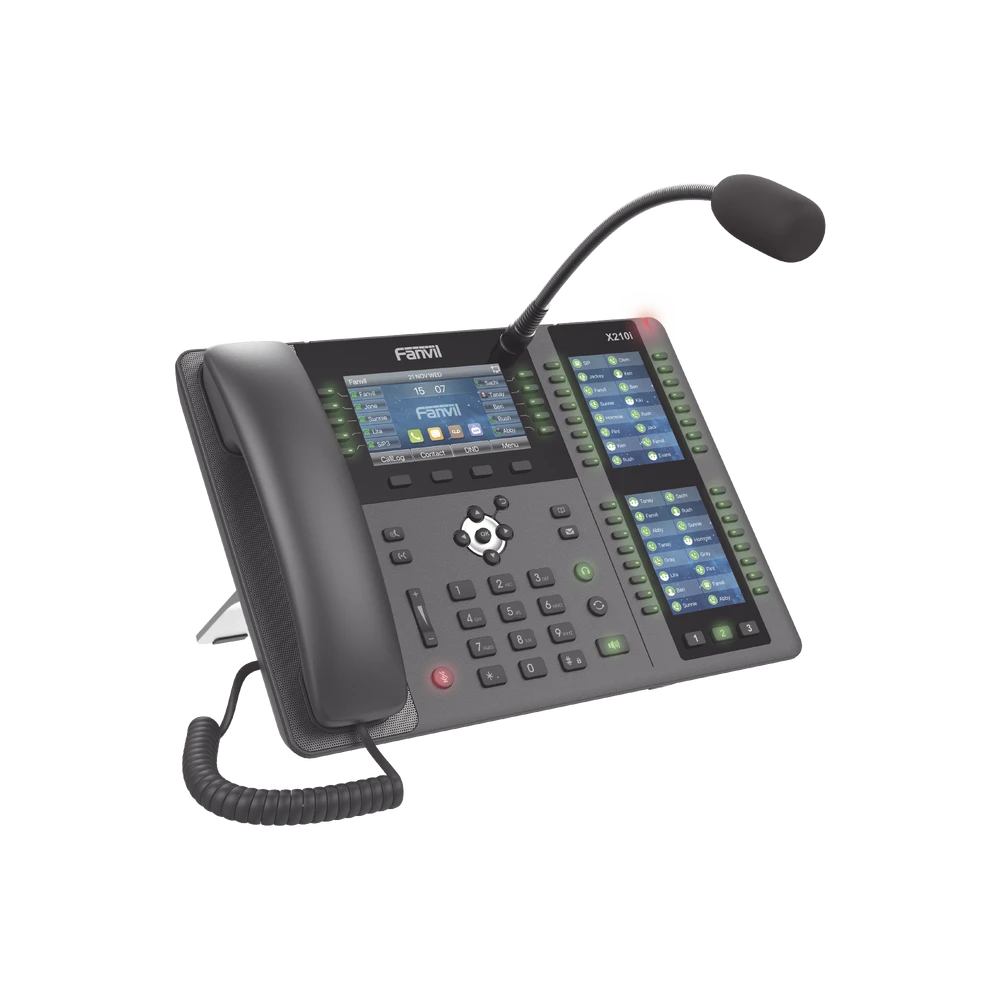 TELÉFONO EMPRESARIAL IP HASTA 20 LINEAS SIP, PANTALLA A COLOR 4.3 PULGADAS, MICRÓFONO EXTERIOR, 106 BOTONES DSS, BLUETOOTH INTEGRADO, WI-FI (POR MEDIO USB DONGLE), PUERTOS GIGABIT, SOPORTA VIDEO, POE-VoIP y Telefonía IP-FANVIL-Bsai Seguridad & Controles