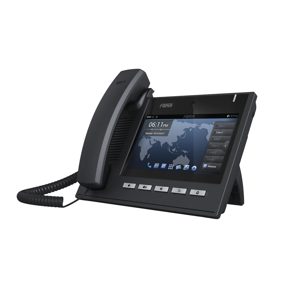 TELÉFONO IP EJECUTIVO PARA 6 LÍNEAS SIP CON VIDEO CONFERENCIA HD720, PANTALLA MULTI-TOUCH, VOZ HD Y CONFERENCIA DE 10 VÍAS CON SOPORTE PARA POE-VoIP y Telefonía IP-FANVIL-Bsai Seguridad & Controles