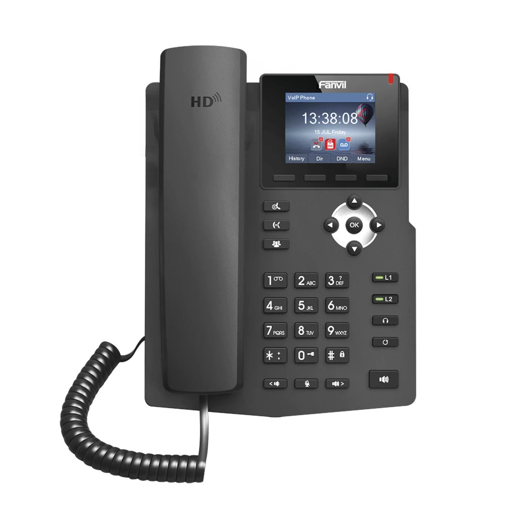 TELÉFONO IP EMPRESARIAL PARA 2 LINEAS SIP CON PANTALLA LCD DE 2.4 PULGADAS A COLOR Y CONFERENCIA DE 3 VÍAS, POE-VoIP y Telefonía IP-FANVIL-Bsai Seguridad & Controles