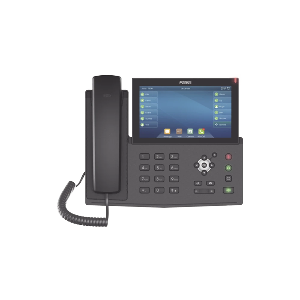 TELÉFONO IP EMPRESARIAL PARA 20 LINEAS SIP, PANTALLA TÁCTIL DE 7", BLUETOOTH INTEGRADO, POE Y HASTA 127 BOTONES DSS CON DOBLE PUERTO GIGABIT, SOPORTA CODEC DE VIDEO-VoIP y Telefonía IP-FANVIL-Bsai Seguridad & Controles