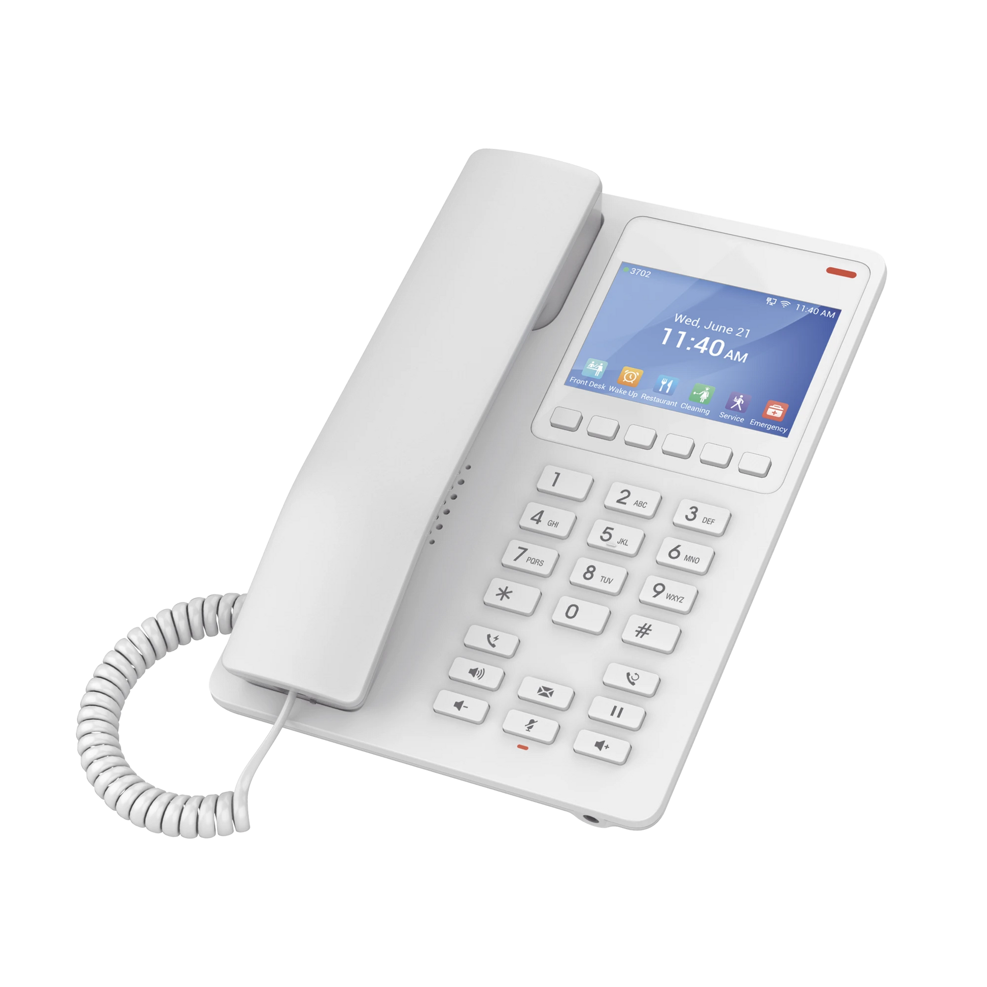 TELÉFONO IP HOTELERO CON PANTALLA LCD A COLOR, 2 LÍNEAS SIP CON 2 CUENTAS, CODEC OPUS, IPV4/IPV6, COLOR BLANCO, CON GESTIÓN EN LA NUBE GDMS-VoIP - Telefonía IP - Videoconferencia-GRANDSTREAM-GHP630-Bsai Seguridad & Controles