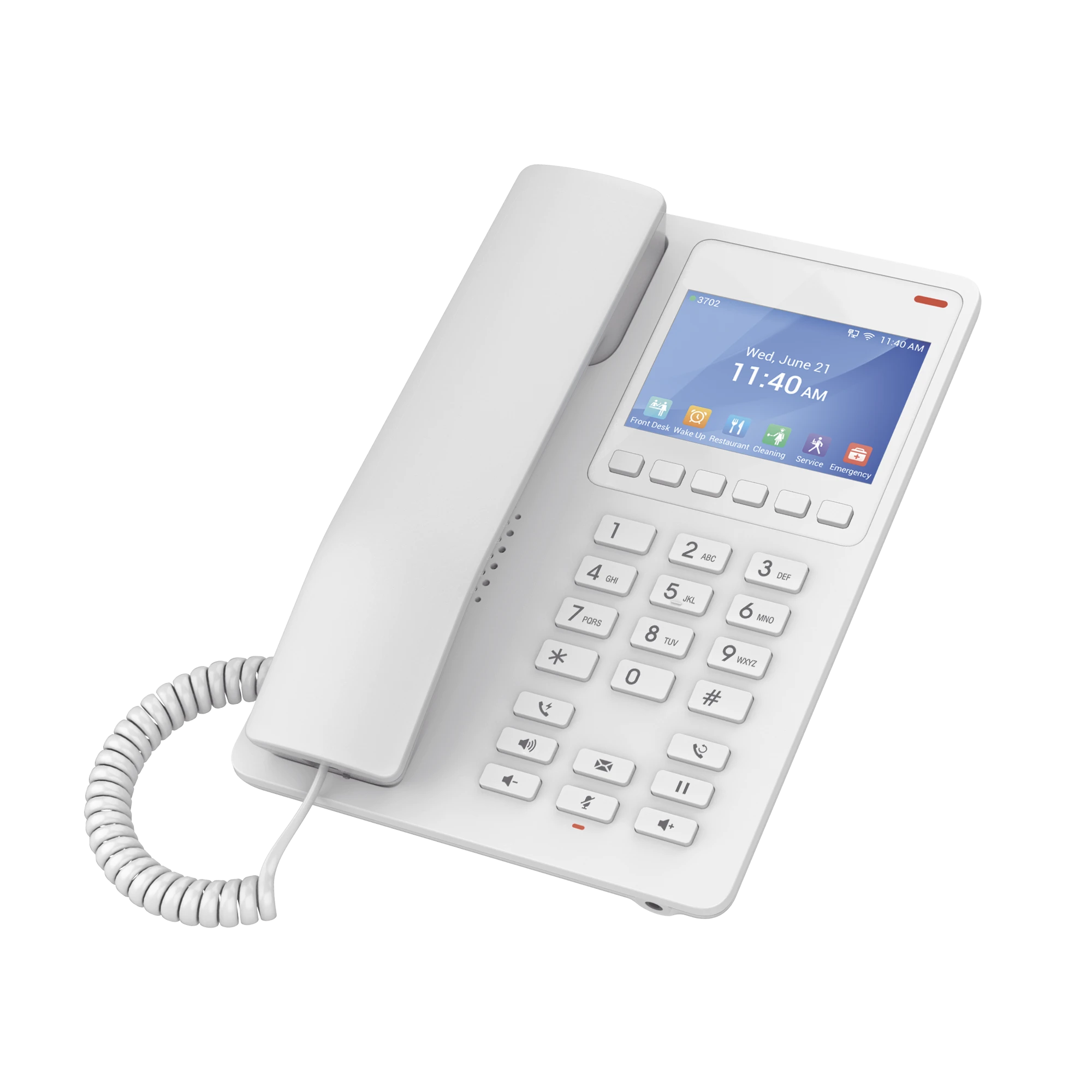 TELÉFONO IP HOTELERO CON PANTALLA LCD A COLOR, 2 LÍNEAS SIP CON 2 CUENTAS, CODEC OPUS, IPV4/IPV6, COLOR BLANCO, CON GESTIÓN EN LA NUBE GDMS-VoIP - Telefonía IP - Videoconferencia-GRANDSTREAM-GHP630-Bsai Seguridad & Controles