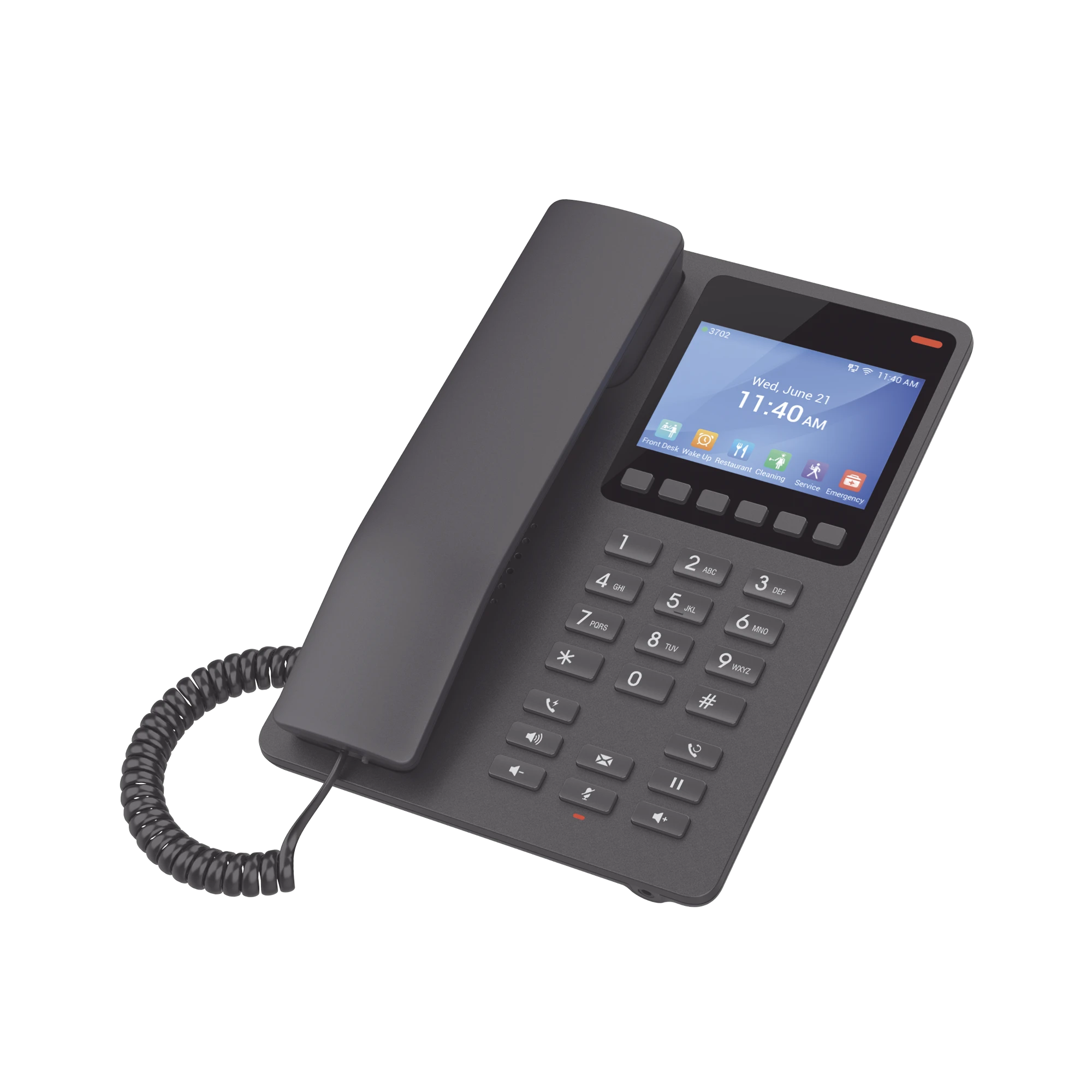 TELÉFONO IP HOTELERO CON PANTALLA LCD A COLOR, 2 LÍNEAS SIP CON 2 CUENTAS, CODEC OPUS, IPV4/IPV6, COLOR NEGRO, CON GESTIÓN EN LA NUBE GDMS-VoIP - Telefonía IP - Videoconferencia-GRANDSTREAM-GHP631-Bsai Seguridad & Controles