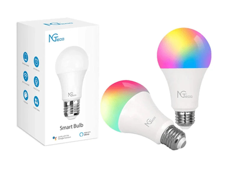 NGTECO NGL200PAQ2 - PAQUETE DE 2 FOCOS INTELIGENTES WIFI / COLORES REGULABLES / CONTROL REMOTO VÍA APP / CONTROL DE VOZ MEDIANTE AMAZON ALEXA Y ASISTENTE DE GOOGLE / TEMPORIZADOR-Control de Iluminación-ZKTECO-Bsai Seguridad & Controles