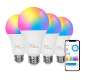 NGTECO NGL200PAQ4 - PAQUETE DE 4 FOCOS INTELIGENTES WIFI / COLORES REGULABLES / CONTROL REMOTO VÍA APP / CONTROL DE VOZ MEDIANTE AMAZON ALEXA Y ASISTENTE DE GOOGLE / TEMPORIZADOR-Control de Iluminación-ZKTECO-Bsai Seguridad & Controles