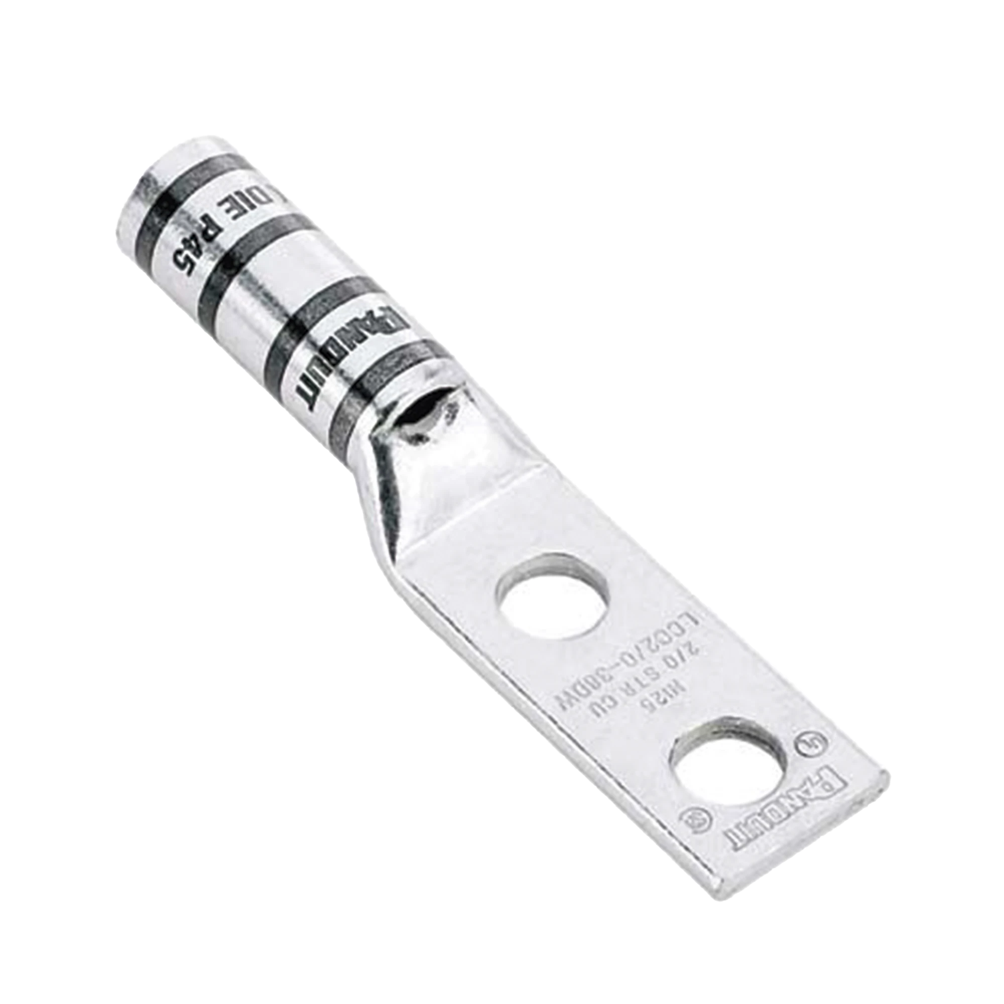 TERMINAL DE COMPRESIÓN PAN-LUG™ DE BARRIL LARGO, DE DOS ORIFICIOS DE 1/2", PARA CABLE 6 AWG, ESPACIO ENTRE ORIFICIOS DE 1.75".-Ferreteria-PANDUIT-Bsai Seguridad & Controles