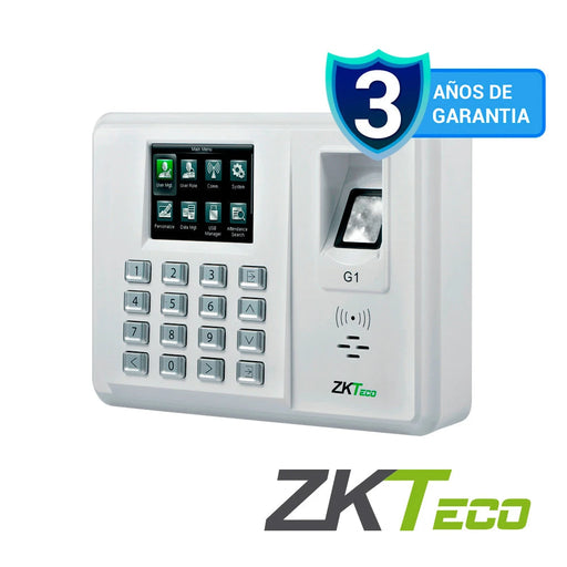 TERMINAL DE TIEMPO Y ASISTENCIA GREEN LABEL G1 LECTOR DE HUELLA CON TECNOLOGIA SILKID DETECCION DE DEDO VIVO LECTOR DE TARJETAS DE PROXIMIDAD CONEXION POE COMUNICACION ADMS-Biometricos-ZKTECO-G1-ID+POE-Bsai Seguridad & Controles