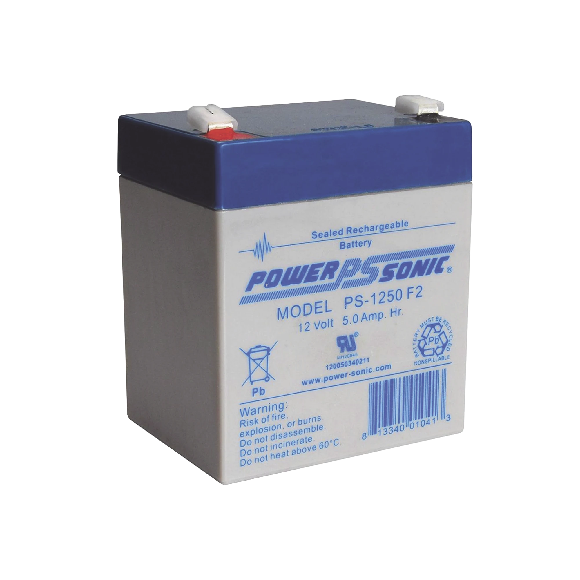 BATERÍA DE RESPALDO UL DE 12V 5AH / IDEAL PARA SISTEMAS DE DETECCIÓN DE INCENDIO / CONTROL DE ACCESO / INTRUSIÓN / VIDEOVIGILANCIA / TERMINALES TIPO F2-Baterías-POWER SONIC-Bsai Seguridad & Controles