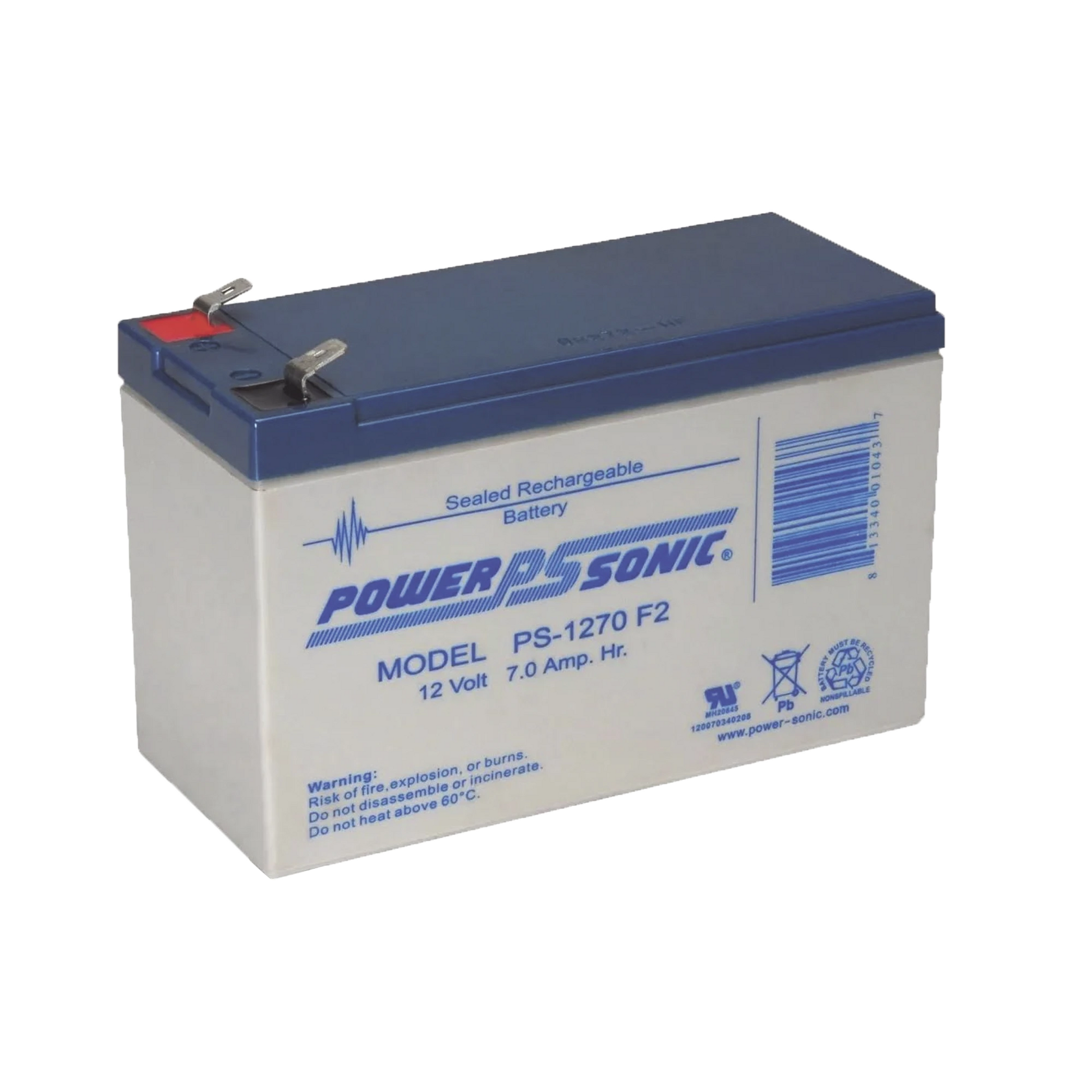 BATERÍA DE RESPALDO UL DE 12V 7AH / IDEAL PARA SISTEMAS DE DETECCIÓN DE INCENDIO / CONTROL DE ACCESO / INTRUSIÓN / VIDEOVIGILANCIA / TERMINALES TIPO F2-Baterías-POWER SONIC-Bsai Seguridad & Controles