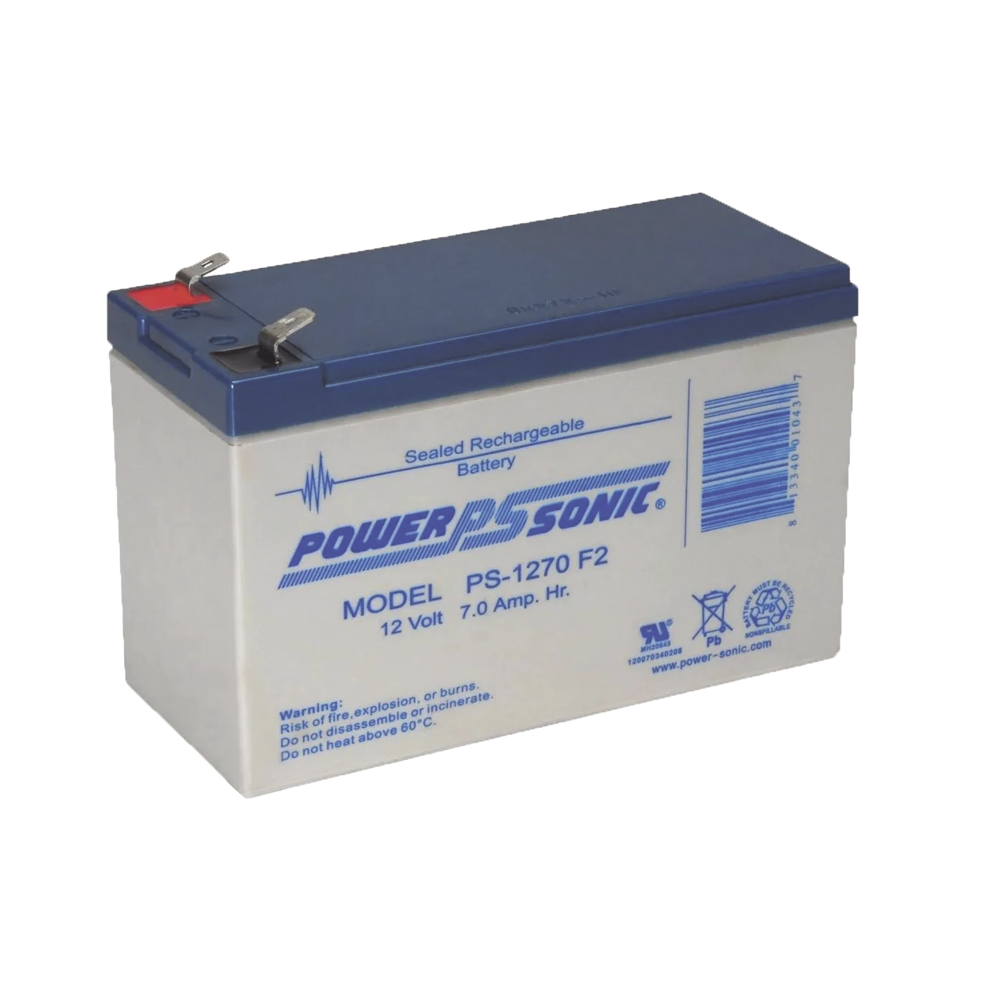 BATERÍA DE RESPALDO UL DE 12V 7AH / IDEAL PARA SISTEMAS DE DETECCIÓN DE INCENDIO / CONTROL DE ACCESO / INTRUSIÓN / VIDEOVIGILANCIA / TERMINALES TIPO F2-Baterías-POWER SONIC-Bsai Seguridad & Controles