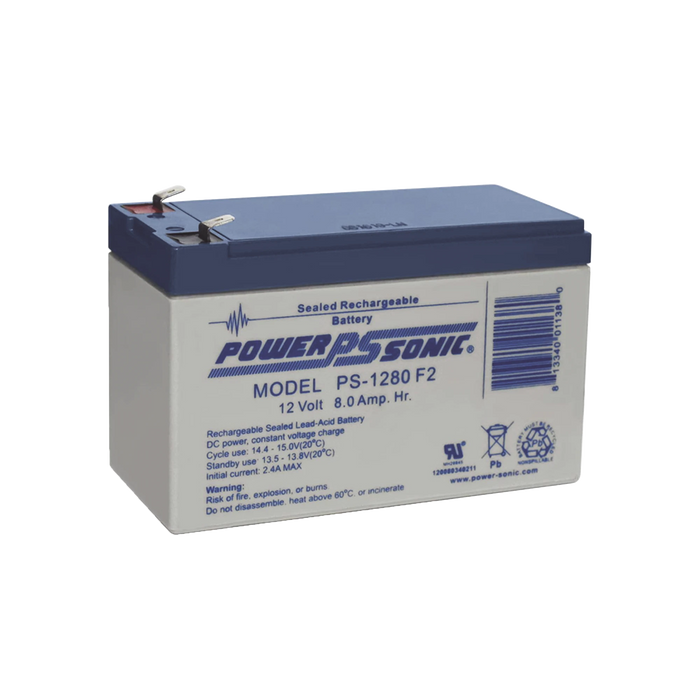 BATERÍA DE RESPALDO UL DE 12V 8AH / IDEAL PARA SISTEMAS DE DETECCIÓN DE INCENDIO / CONTROL DE ACCESO / INTRUSIÓN / VIDEOVIGILANCIA / TERMINALES TIPO F2-Baterías-POWER SONIC-Bsai Seguridad & Controles