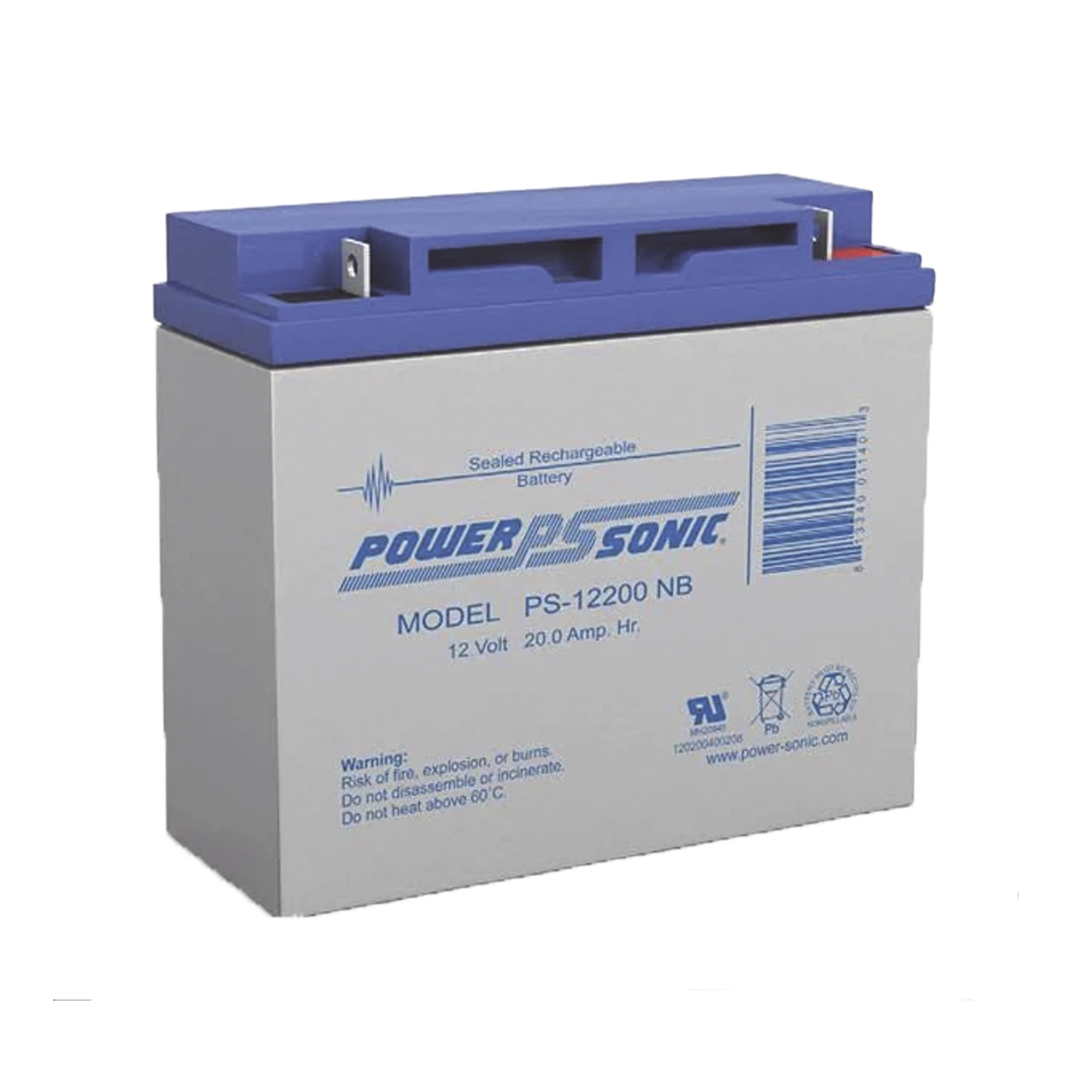 BATERÍA DE RESPALDO UL DE 12V 20AH / IDEAL PARA SISTEMAS DE DETECCIÓN DE INCENDIO / CONTROL DE ACCESO / INTRUSIÓN / VIDEOVIGILANCIA / TERMINALES TIPO NB-Energía-POWER SONIC-Bsai Seguridad & Controles