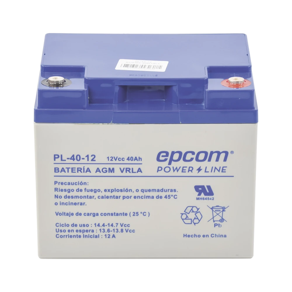 BATERÍA DE RESPALDO PARA EQUIPO ELECTRÓNICO / UL / 12V @ 40 AH / TECNOLOGÍA AGM-VRLA / USO EN: ALARMAS DE INTRUSIÓN / INCENDIO / CONTROL DE ACCESO / CCTV / TERMINALES TIPO T 11 ( HEX )-Baterías-EPCOM POWERLINE-Bsai Seguridad & Controles