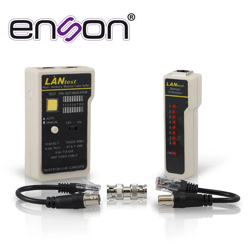 TESTER PARA CABLE DE RED ENSON ENS-TELN2 IDEAL PARA IDENTIFICAR ERRORES DE TERMINADO Y CONTINUIDAD EN CABLES DE RED Y TELEFONICO RJ45 Y RJ11, Y TAMBIEN DE CABLE BNC RG59 Y RG6-Herramientas-ENSON-Bsai Seguridad & Controles