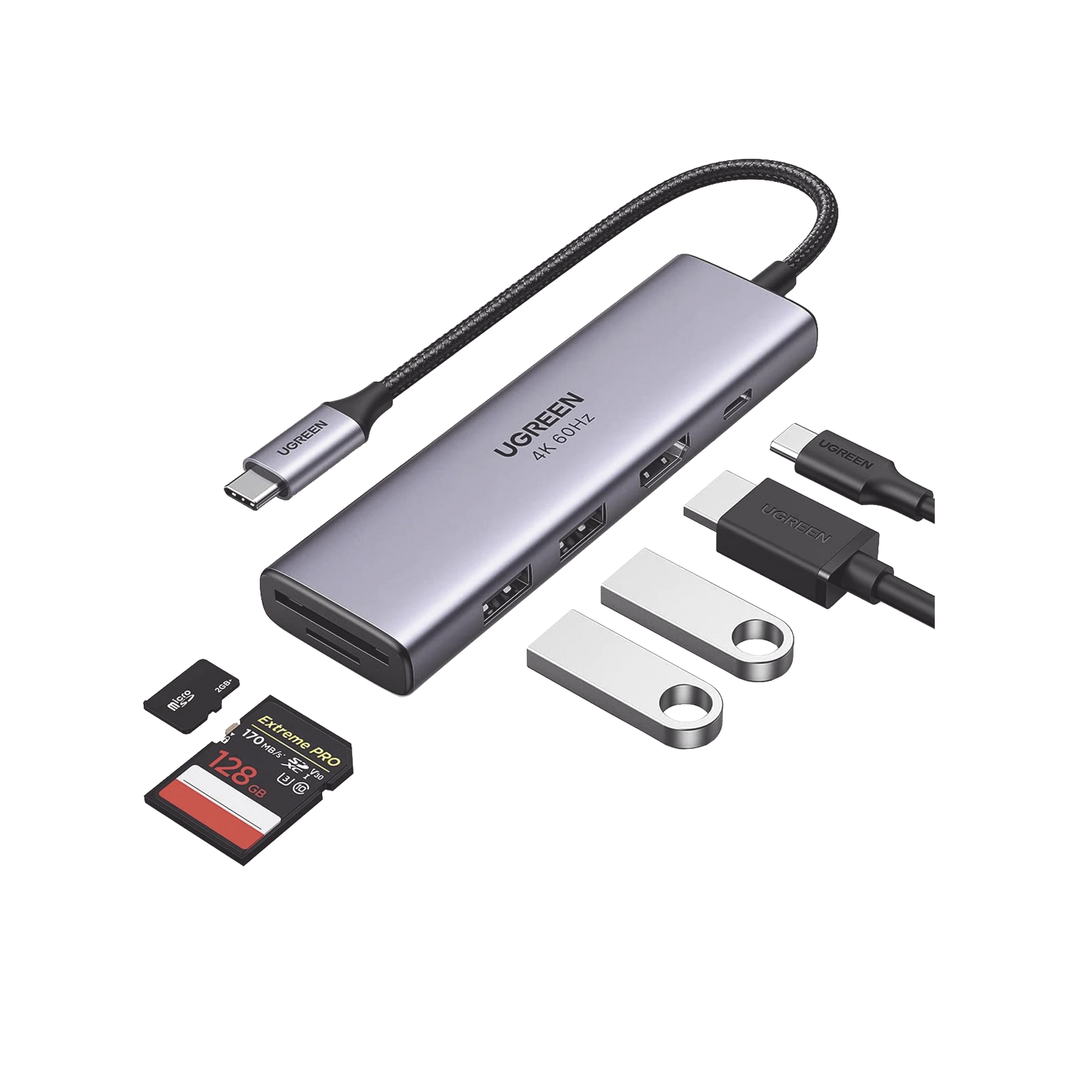 ADAPTADOR MULTIFUNCIÓN USB-C A HDMI EN 4K/60HZ + 2 PUERTOS USB3.0 + MEMORIA SD/TF + PD-Megafonia y Audioevacuacion-UGREEN-Bsai Seguridad & Controles