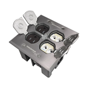 CAJA DE PISO CON TAPA ABATIBLE DE ALUMINIO PARA| ENERGÍA + VOZ/DATOS PARA USO EN INTERIOR