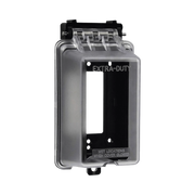 CAJA PROTECTORA DE CONTACTOS PARA EXTERIOR / POLICARBONATO DE ALTO IMPACTO / PROTECCIÓN NEMA 3R / 127V 15A 60HZ / TAPA TRANSPARENTE BASE NEGRA / RESISTENTE A INTEMPERIE UV