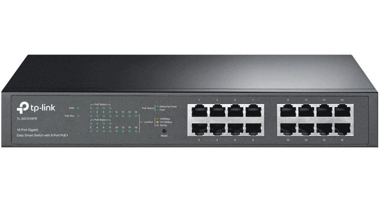 TP-LINK - TL-SG1016PE - SWITCH EASY SMART DE 16 PUERTOS GIGABIT CON 8 PUERTOS POE+-Switches POE-TP-LINK-Bsai Seguridad & Controles