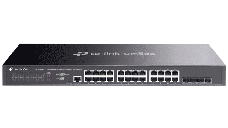 TP-LINK TL-SG3428X-M2 - WITCH ADMINISTABLE CON FUNCIONES L2+ OMADA, CON 24 PUERTOS RJ45 DE 2.5GBE , 4 PUERTOS SFP+ 10G , GESTIÓN EN LA NUBE CON OMADA , DHCP SNOOPING, 802.1X, AUTENTICACIÓN RADIUS , ACL , QOS L2/L3/L4 Y IGMP SNOOPING.-Switches-TP-LINK-Bsai Seguridad & Controles