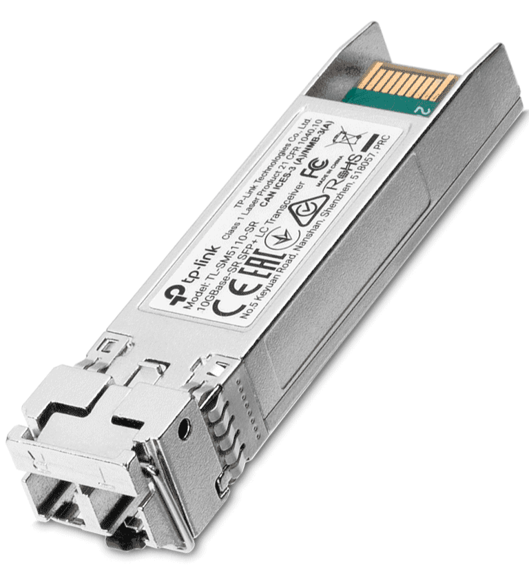 TP-LINK - TL-SM5110-SR / TRANSCEPTOR MINI-GBIC SFP LC 10GBASE-SR SFP+ / MULTIMODO / ADMITE CONEXIONES ETHERNET 10G FULL DÚPLEX DE HASTA 300M / 33M CON CABLES DE FIBRA DE 50/125 ΜM1-Transceptores de Fibra-TP-LINK-Bsai Seguridad & Controles