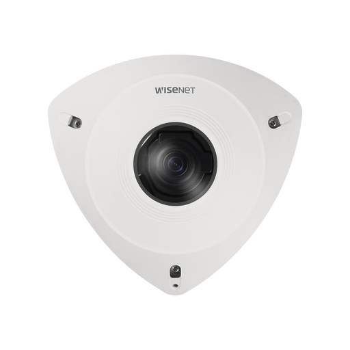 CÁMARA IP ANTIVANDÁLICA 5MP PARA ESQUINA / LENTE 2.3 MM 131° / H.265 & WISESTREAM II / IP66 IP6K9K IK10-Cámaras IP y NVRs-Hanwha Techwin Wisenet-TNV-8011C-Bsai Seguridad & Controles