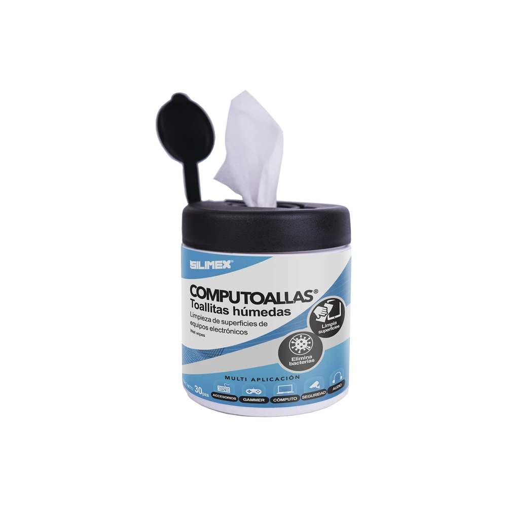 TOALLAS HÚMEDAS ANTIBACTERIALES, PARA LIMPIEZA DE GABINETES, EQUIPOS DE CÓMPUTO, AUDIO, VÍDEO Y TELEFONÍA, 30 PIEZAS-Controles de Acceso-SILIMEX-Bsai Seguridad & Controles