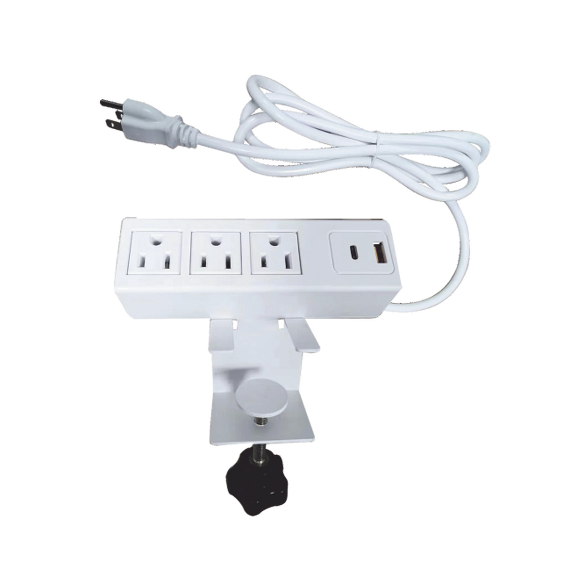 TOMACORRIENTE PARA ESCRITORIO / CUENTA CON BRACKET AJUSTABLE A DIFERENTES GROSORES / 3 CONTACTOS 110VCA / 2 CONTACTOS PARA CARGA USB-Área Eléctrica-EPCOM POWERLINE-Bsai Seguridad & Controles