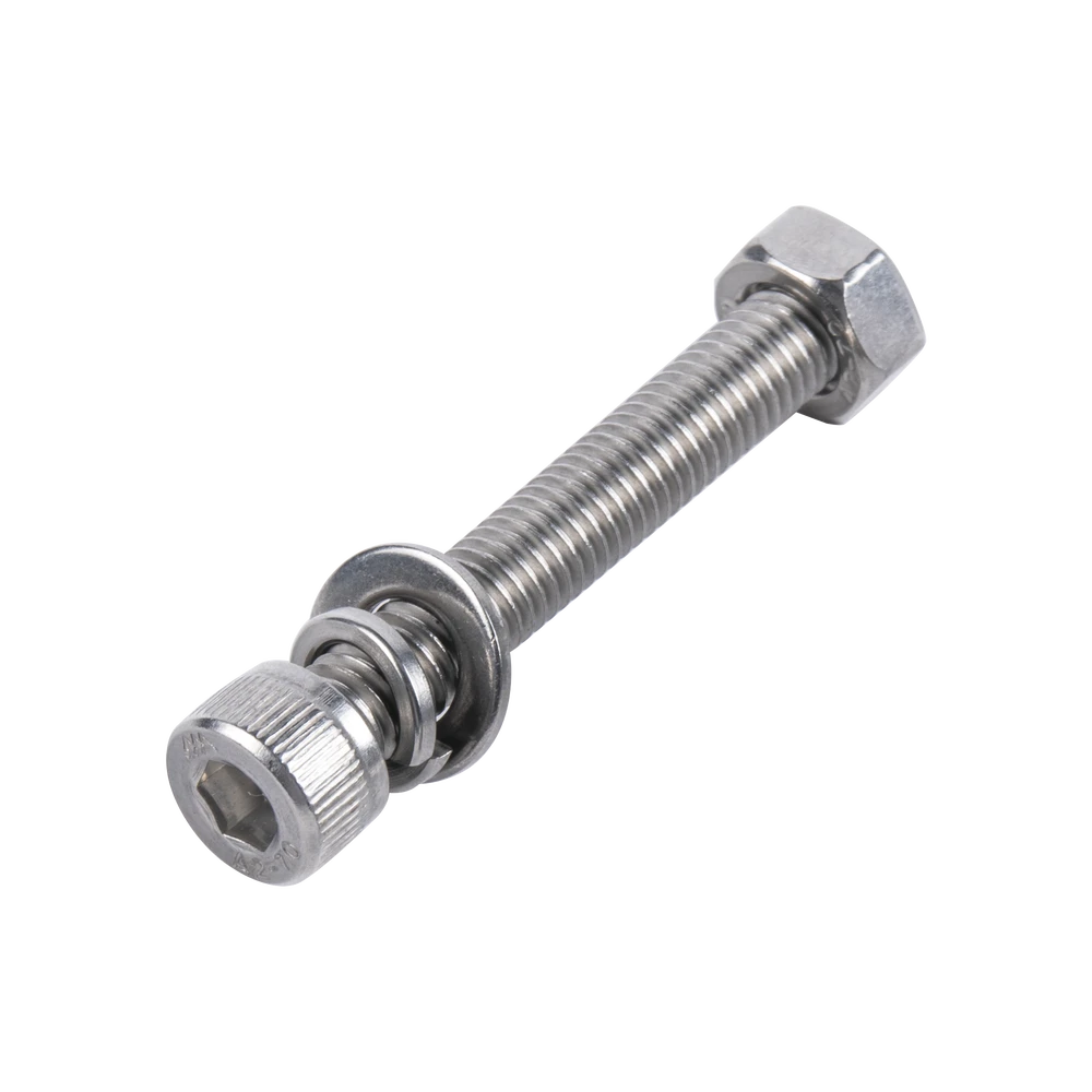 TORNILLO ALLEN MILIMÉTRICO DE ACERO INOXIDABLE M8-1.25 X 25 / CON TUERCA, ARANDELA DE PRESIÓN Y PLANA / PARA MONTAJES DE MÓDULOS FOTO VOLTAICOS .-Canalización-DMT-Bsai Seguridad & Controles