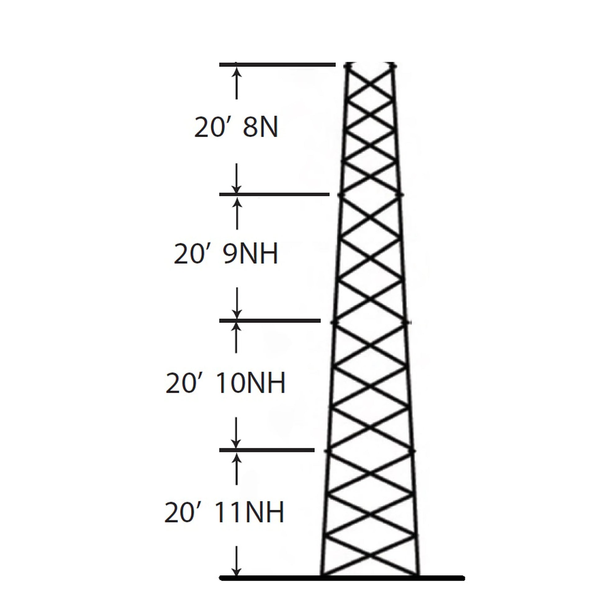 TORRE ESPECIAL AUTOSOPORTADA ROBUSTA DE 24 M. LINEA SSV HEAVY DUTY (SEC. 8 - 11)-Torres y Mástiles-ROHN-Bsai Seguridad & Controles