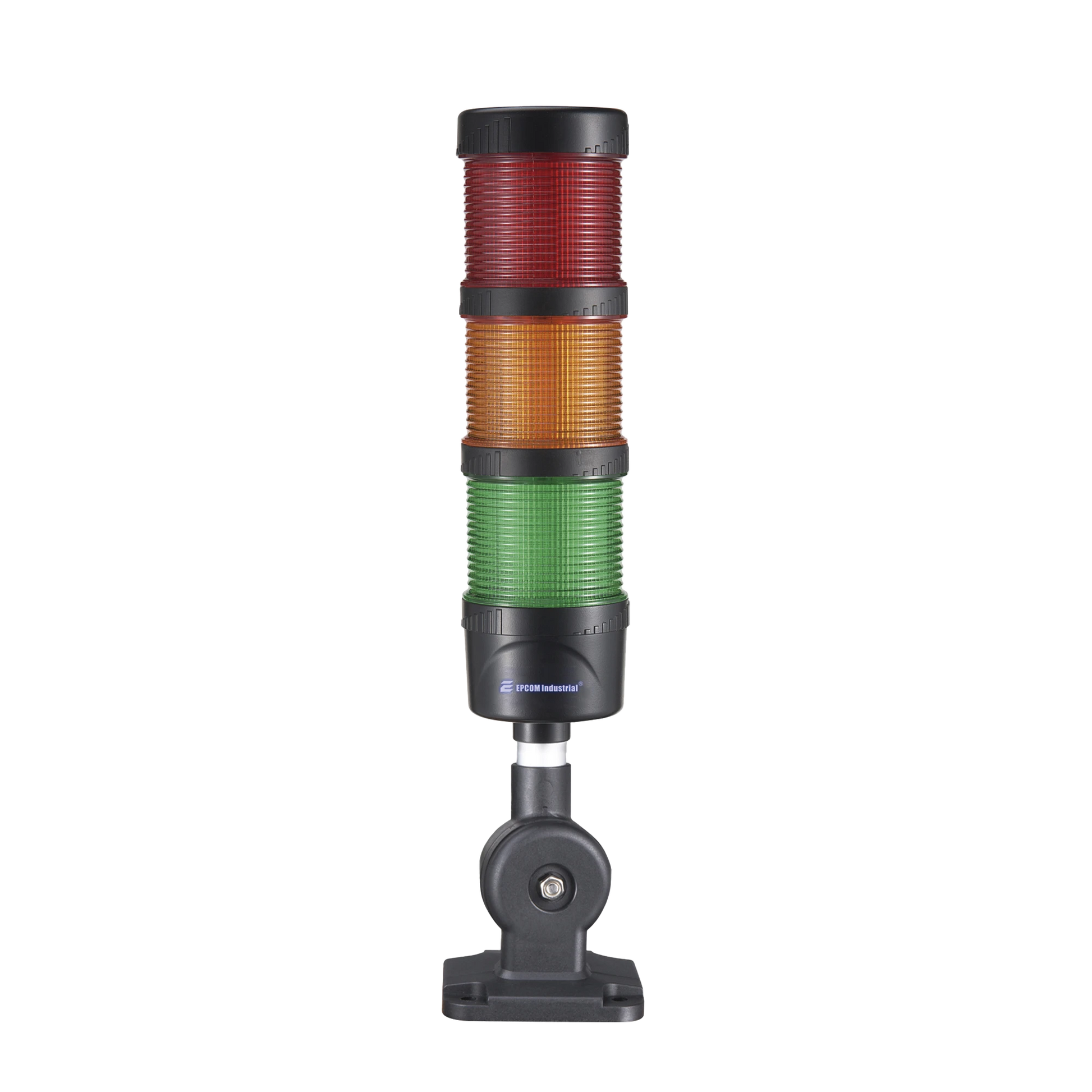 TORRE LED INDICADORA DE ESTADO DE 3 NIVELES COLOR ROJO, ÁMBAR Y VERDE, CON BUZZER INTEGRADO A 85 DB, A 24 VCD CON MONTAJE INCLUIDO DE 60 MM DE DIÁMETRO-Luces / Bocinas para la Industria y Edificios-EPCOM INDUSTRIAL SIGNALING-Bsai Seguridad & Controles
