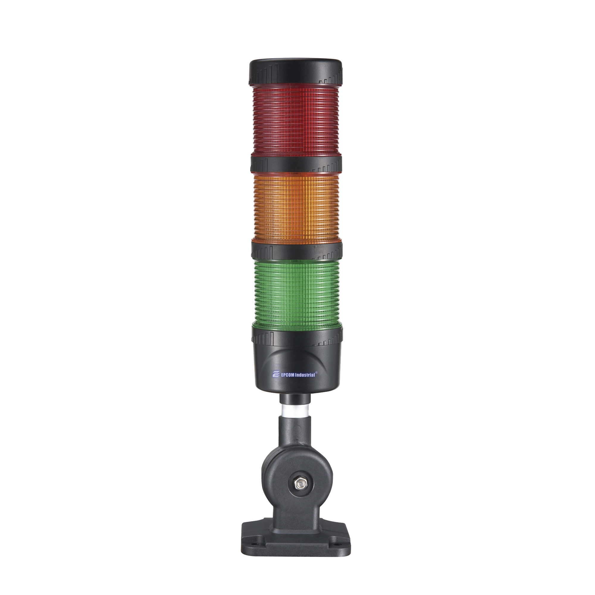 TORRE LED INDICADORA DE ESTADO DE 3 NIVELES COLOR ROJO, ÁMBAR Y VERDE, CON BUZZER INTEGRADO A 85 DB, A 24 VCD CON MONTAJE INCLUIDO DE 60 MM DE DIÁMETRO-Luces / Bocinas para la Industria y Edificios-EPCOM INDUSTRIAL SIGNALING-Bsai Seguridad & Controles