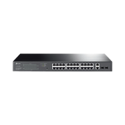 SWITCH POE ADMINISTRABLE 24 PUERTOS 10/100/1000 MBPS / 2 PUERTOS SFP / 24 PUERTOS POE AF/AT / PRESUPUESTO POE 250W /-Networking-TP-LINK-Bsai Seguridad & Controles