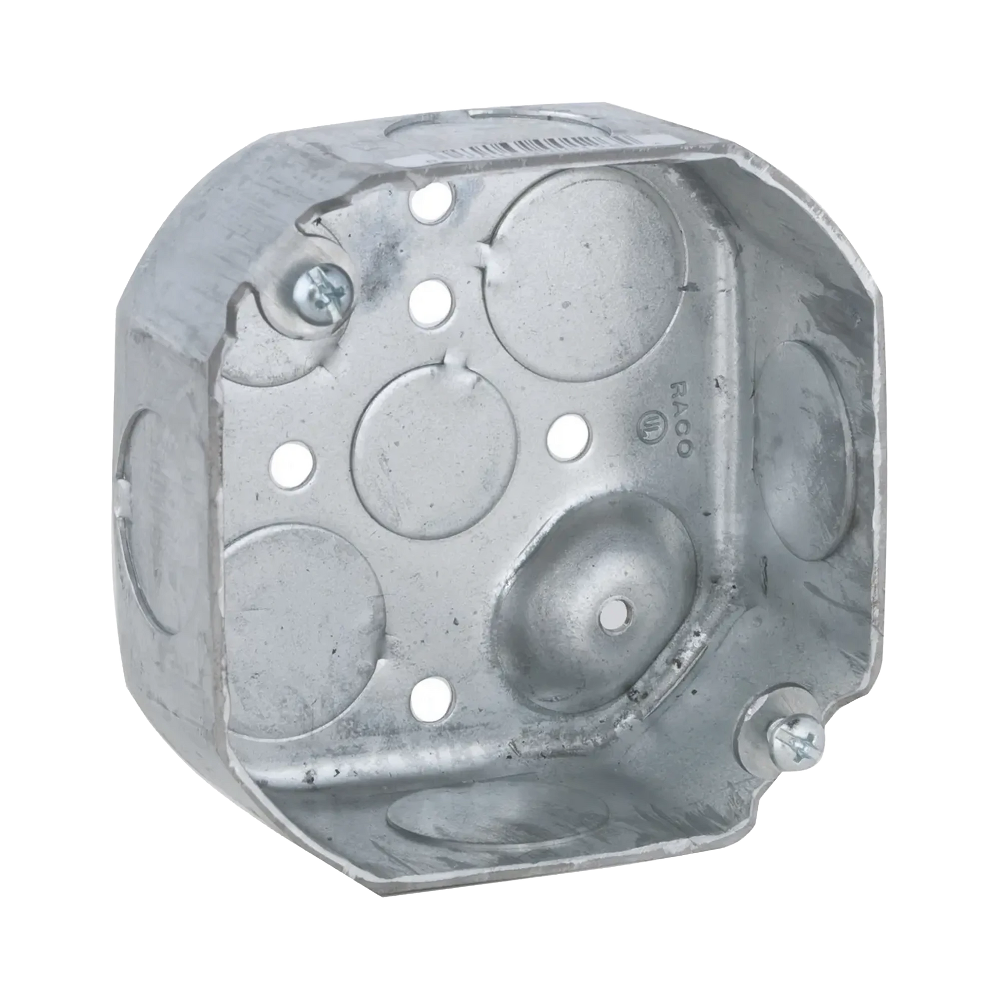 CAJA OCTAGONAL DE 4" / PROFUNDIDAD 1 1/2" / 4 ENTRADAS DE 3/4" Y 4 ENTRADAS DE 1/2" / TROQUELADA.-Canalización-RACO-Bsai Seguridad & Controles