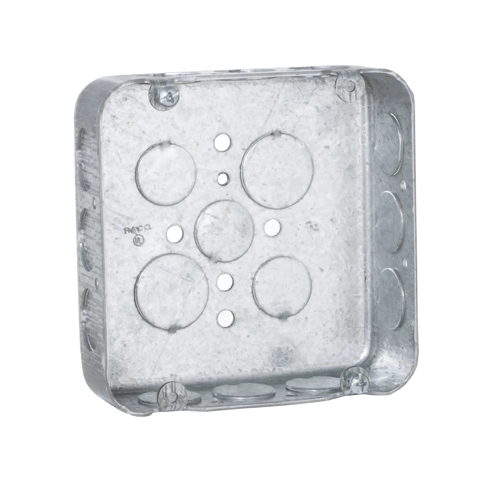 CAJA CUADRADA 4 11/16"/ PROFUNDIDAD 1 1/2"/ 15 ENTRADAS 1/2", 2 ENTRADAS 3/4"/ TROQUELADA.-Canalización-RACO-Bsai Seguridad & Controles
