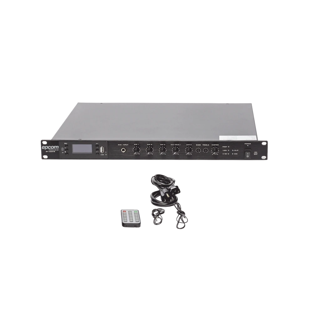 AMPLIFICADOR MEZCLADOR BLUETOOTH (USB/MP3/TUNER)-Accesorios Videovigilancia-EPCOM PROAUDIO-Bsai Seguridad & Controles