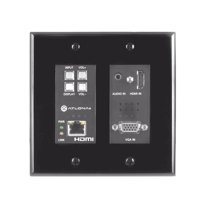 (TX ONLY) TWO-INPUT WALL PLATE SWITCHER FOR HDMI AND VGA SOURCES (BLACK)-VoIP y Telefonía IP-ATLONA-AT-HDVS-200-TX-WP-BLK-Bsai Seguridad & Controles