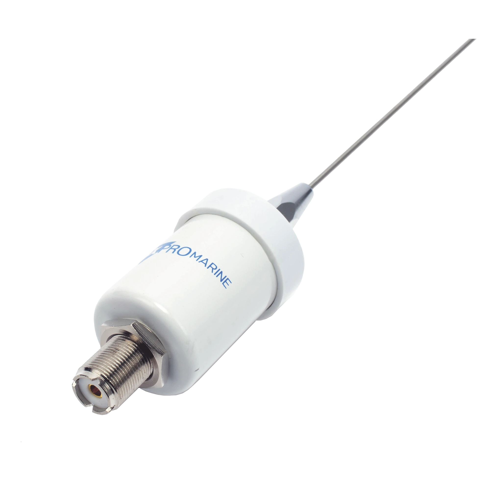 ANTENA MARINA VHF EN LÁTIGO DE ACERO INOXIDABLE EN RANGO DE 156 A 163 MHZ. INCLUYE CABLE DE 4.5 M CON CONECTORES PL-259 INSTALADOS Y MONTAJE EN L