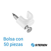 GRAPAS DE PLÁSTICO STEREN GRA-955B BOLSA CON 50 PZS C/U COLOR BLANCO ESPECIAL PARA SUJETAR CONDUCTORES, USO PARA INTERIORES Y EXTERIORES, PUEDE UTILIZARSE EN MUROS O TECHOS.-Fijacion-STEREN-Bsai Seguridad & Controles