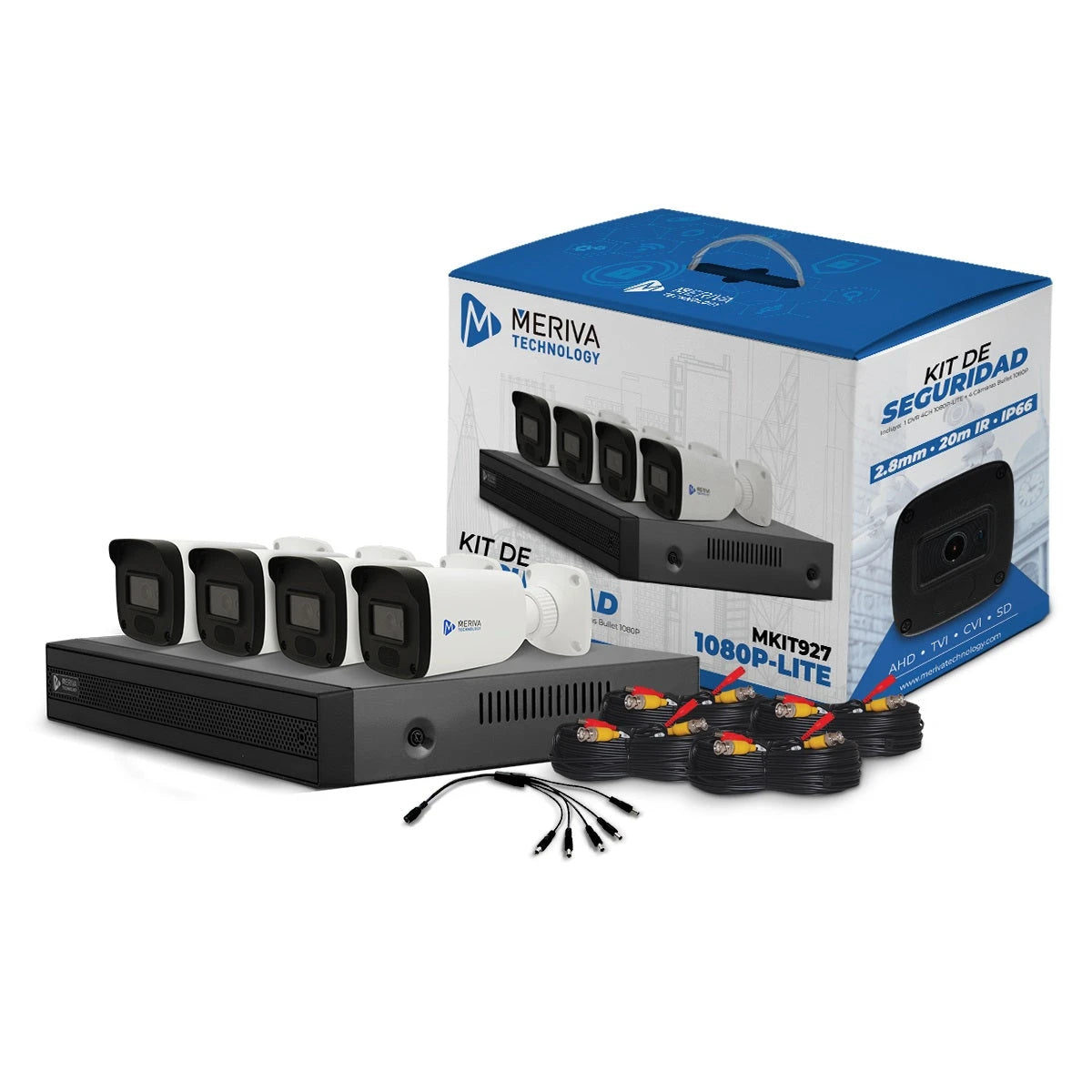 KIT 4X4 MKIT927 INCLUYE 1 DVR 4CH MXVR-4004A 1080P-LITE + 4 CÁMARAS BULLET 1080P 2MP 2.8MM MBASHD2202 + 4 CABLES 18MTS C/U + FUENTE DE PODER Y DISTRIBUIDOR DE ENERGIA N9000 ANALITICA BASICA P2P 2.0 CLOUD-Kits de Videovigilancia-MERIVA TECHNOLOGY-Bsai Seguridad & Controles