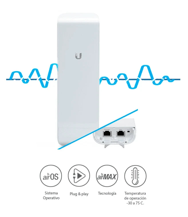 UBIQUITI NSM2 - NANOSTATION AIRMAX M2 CPE, HASTA 150 MBPS, FRECUENCIA 2 GHZ (2412-2462 MHZ) CON ANTENA INTEGRADA DE 11 DBI-Banda 2.4 GHz-UBIQUITI-Bsai Seguridad & Controles