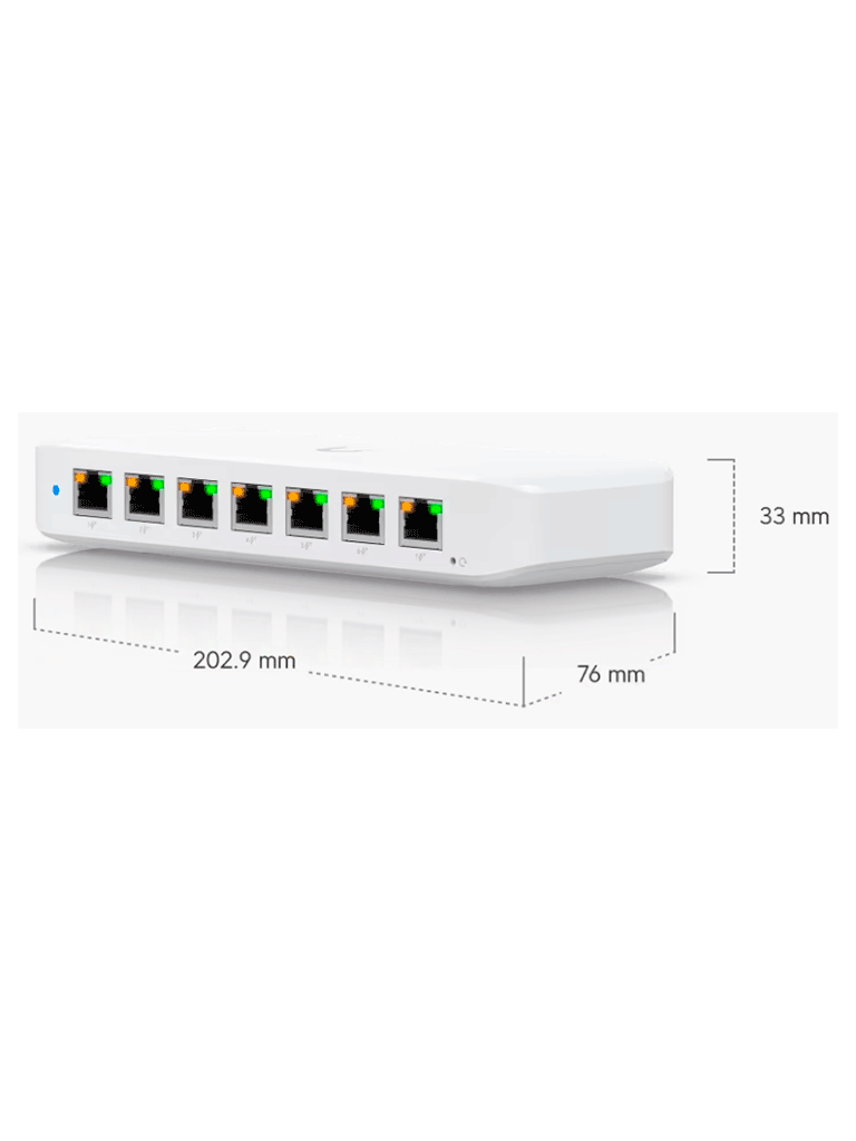 UBIQUITI USW-ULTRA - UNIFI SWITCH ULTRA CAPA 2, 42W POE (1 PUERTO POE++ DE ENTRADA , 7 PUERTOS POE+ DE SALIDA ) , NO INCLUYE ADAPTADOR DE CORRIENTE ALTERNA.-Switches POE-UBIQUITI-Bsai Seguridad & Controles